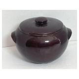 Vintage Stoneware Bean Pot Soup Crock Brown Glaze