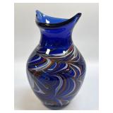(B) Hand Blown Art Glass Abstract Vase Controlled