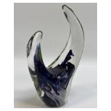 (B) Handcrafted Art Glass Paperweight Featuring a