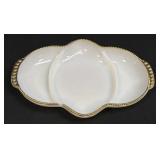 (B) Vintage Fire-King Milk Glass Divided Serving