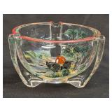 (C) Vintage 3 Slot Hand Painted Ashtray With