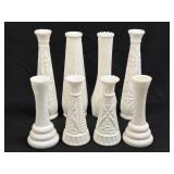 (A) Assorted Vintage Milk Glass Bud Vases 6" and