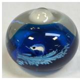 (A) Dolphin Swimming Blue Ocean Wave Art Glass