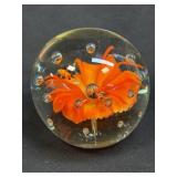 (A) Vintage Large Orange Flower & Twin Bugs Art