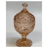 (B) Vintage Mini Pink Depression Glass Lidded