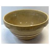 (A) Yellow Ware Bowl with Brown and White Stripe