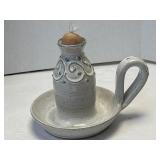 (A) Vintage Handmade Stoneware Finger Oil Lamp