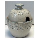 (A) Vintage Handmade Stoneware Marmalade Jar with