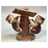 (C) Vintage 2 Bears on a Tree - Ceramic Salt &