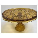 (C) Vintage L E Smith Moon & Stars Amber Glass