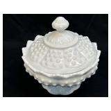 (C) Fenton Hobnail Milk Glass Low Footed Candy