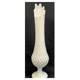 (D) Vintage Fenton Hobnail Milk Glass Footed Vase