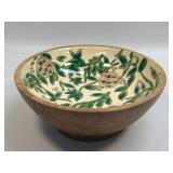 (B) Hand Painted Mango Wooden Serving Bowl Bird