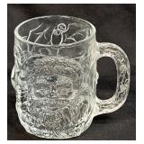 (C) Vintage Luminarc Heavy Clear Glass Mug Santa