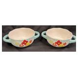 (C) Gibson Home Double Handled Ceramic Soup Bowls