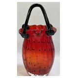 (C) Block Crystal Red Art Glass Strawberry Purse