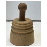 (A) Round Wooden Butter Mold w/ Flower Design