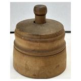 (A) Round Wooden Butter Mold w/ Flower Design