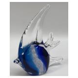 (B) Art Glass Hand Blown Murano Style Angel Fish