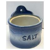 (A) Blue and White Salt Glaze Stoneware Salt Box