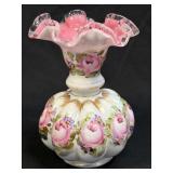 (C) Vintage Fenton Melon Charleston Rose Vase -