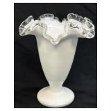 (C) Fenton Silver Crest Milk Glass Double Ruffle