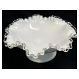 (C) Vintage FENTON Silver Crest White Milk Glass