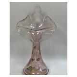 (C) Vintage Fenton Pink Vase: Hand Painted Jack