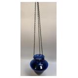 (B) Vintage Hanging Cobalt Blue Glass Candle