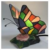 (B) Tiffany Style Stained Glass Butterfly Accent