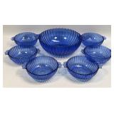 (B) Vintage Cobalt Blue Depression Glass Ribbed