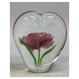 (B) Heart Shaped Art Glass Paperweight Clear