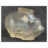 (C) Anchor Hocking Glass Piggy Bank Coin Bank