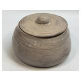 (B) Handmade Stoneware Pottery Cookie Jar Signed