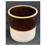 (A) 1 Gallon Stoneware Crock Two Tone Brown and