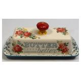 (C) THE PIONEER WOMAN STONEWARE CHINA BUTTER DISH