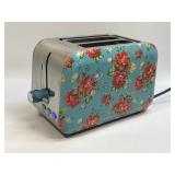 (C) The Pioneer Woman Toaster Blue Floral w/Red