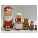 (C) Vintage 5 Pc Santa Claus Wooden Nesting Doll