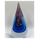 (C) Vintage 1960s Italian Murano Blue/Pink Tear