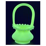 (A) Vintage Fenton Burmese Satin Uranium Custard