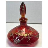 (A) Ruby Red Bohemian Glass Perfume Bottle