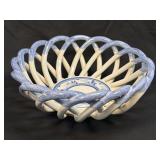 (B) Stoneware Blue Woven Ceramic Bread/Fruit