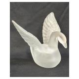(B) Frosted Satin Finish Glass Swan Figurine