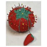 (C) Vintage Red Tomato Pin Cushion with