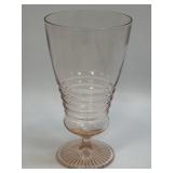 (B) Vintage Pink Depression Glass Footed Soda