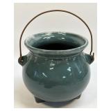 (B) Vintage USA Green Ceramic Bean Pot W/ Handle