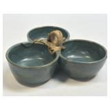 (B) Studio Pottery Triple Serving Bowl with Grape