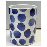 (A) Blue Polka dot Ceramic Canister 4.75"