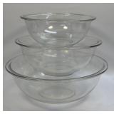 (C) Vintage Set of 3 Pyrex Clear Glass Nesting