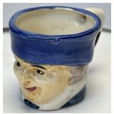 (A) Vintage Toby Face Mug, Man Blue Hat, Hand